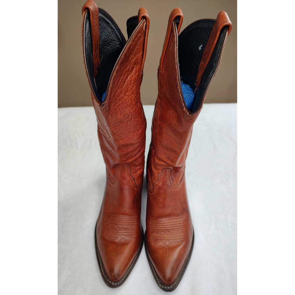 Tony Lama 1012 L Womens Cognac Brown Leather Western Cowboy Boots Size 6 M - Picture 2 of 15